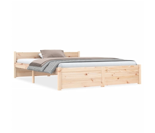 Estructura de cama sin colchón madera maciza 140x190 cm