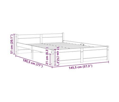 Estructura de cama sin colchón madera maciza gris 140x190 cm