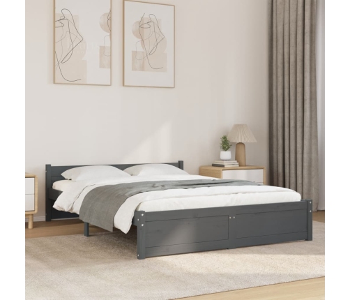 Estructura de cama sin colchón madera maciza gris 140x190 cm