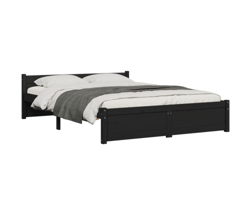 Estructura de cama sin colchón madera maciza negro 140x190 cm