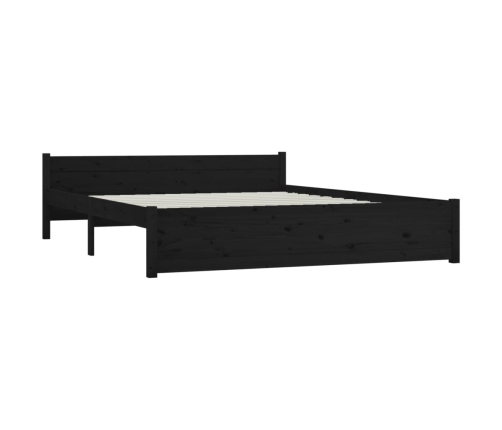 Estructura de cama sin colchón madera maciza negro 140x190 cm