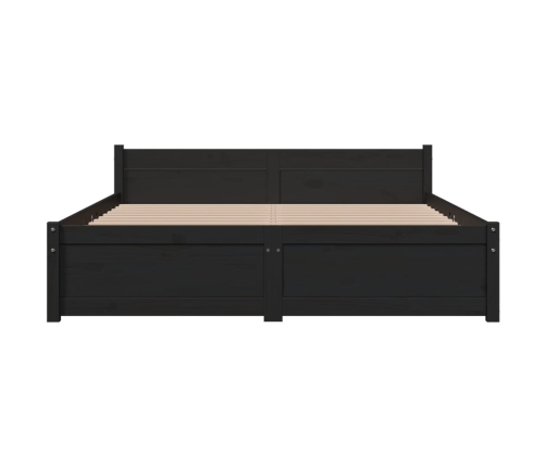 Estructura de cama sin colchón madera maciza negro 140x190 cm