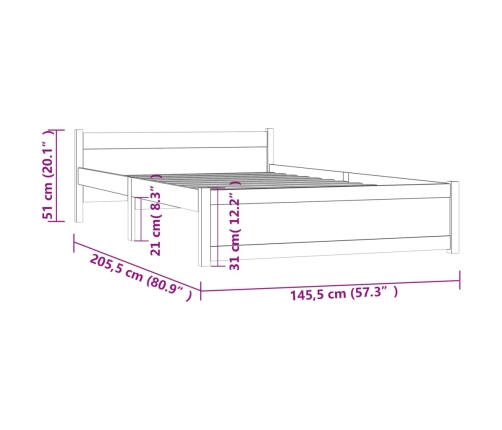 vidaXL Estructura de cama madera maciza 140x200 cm