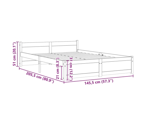 Estructura de cama sin colchón madera maciza blanco 140x200 cm