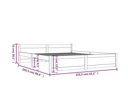 Estructura de cama doble sin colchón madera blanco 150x200 cm