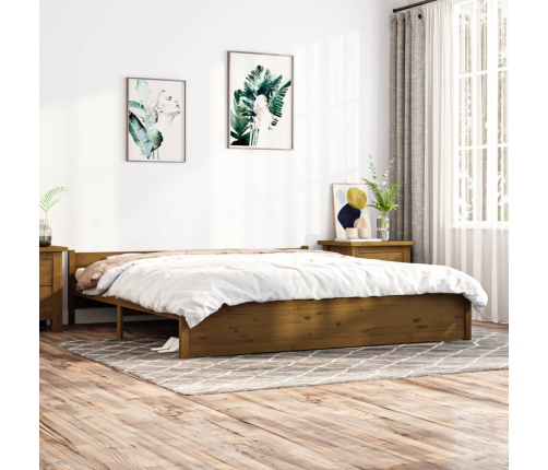 Estructura cama madera maciza marrón miel Super King 180x200 cm