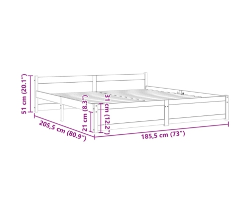 Estructura de cama sin colchón madera maciza negro 180x200 cm