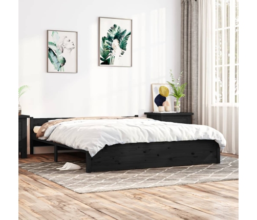 Estructura de cama sin colchón madera maciza negro 180x200 cm