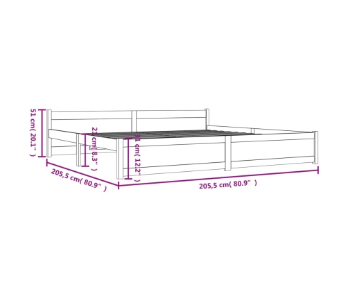 Estructura de cama sin colchón madera maciza blanco 200x200 cm