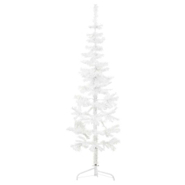 Medio árbol de Navidad artificial con soporte blanco 120 cm