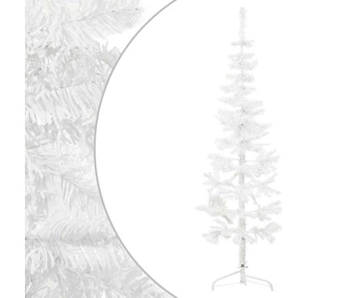 Medio árbol de Navidad artificial con soporte blanco 120 cm