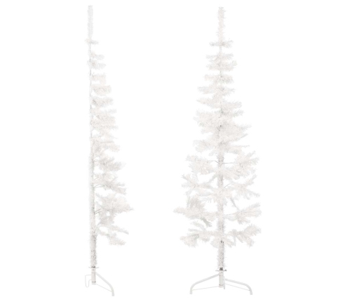 Medio árbol de Navidad artificial con soporte blanco 120 cm