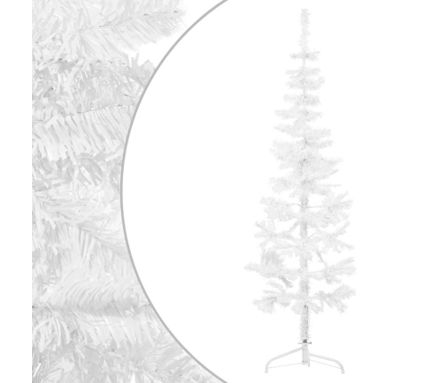 Medio árbol de Navidad artificial con soporte blanco 180 cm