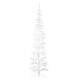 Medio árbol de Navidad artificial con soporte blanco 210 cm