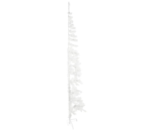 Medio árbol de Navidad artificial con soporte blanco 210 cm