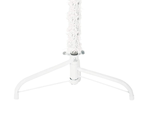 Medio árbol de Navidad artificial con soporte blanco 210 cm