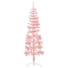 Medio árbol de Navidad artificial con soporte rosa 120 cm