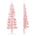 Medio árbol de Navidad artificial con soporte rosa 120 cm