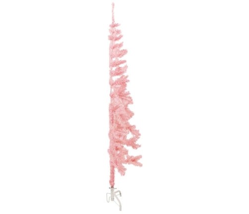 Medio árbol de Navidad artificial con soporte rosa 120 cm