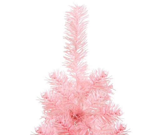 Medio árbol de Navidad artificial con soporte rosa 120 cm