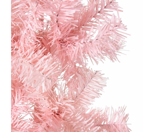 Medio árbol de Navidad artificial con soporte rosa 120 cm