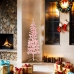 Medio árbol de Navidad artificial con soporte rosa 150 cm