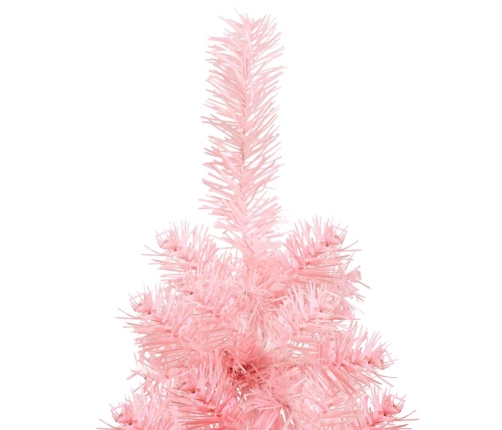 Medio árbol de Navidad artificial con soporte rosa 150 cm