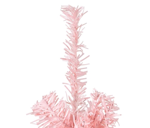 Medio árbol de Navidad artificial con soporte rosa 210 cm