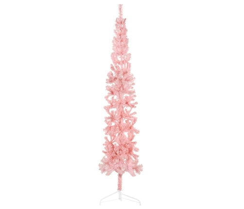 Medio árbol de Navidad artificial con soporte rosa 240 cm