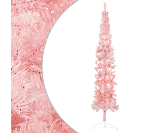 Medio árbol de Navidad artificial con soporte rosa 240 cm