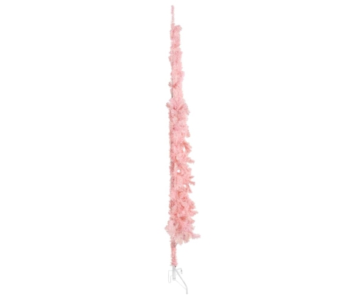 Medio árbol de Navidad artificial con soporte rosa 240 cm