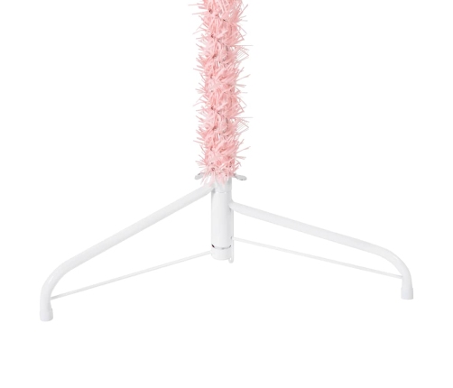 Medio árbol de Navidad artificial con soporte rosa 240 cm