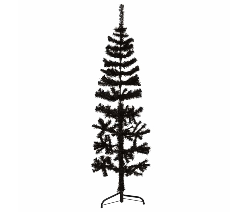 Medio árbol de Navidad artificial con soporte negro 120 cm