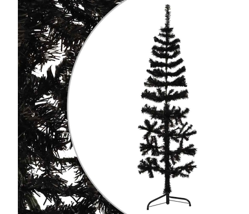 Medio árbol de Navidad artificial con soporte negro 120 cm