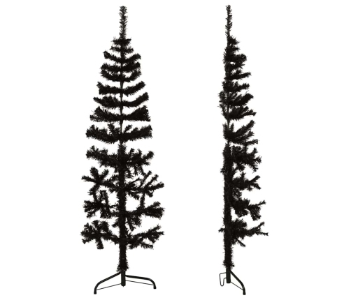 Medio árbol de Navidad artificial con soporte negro 120 cm