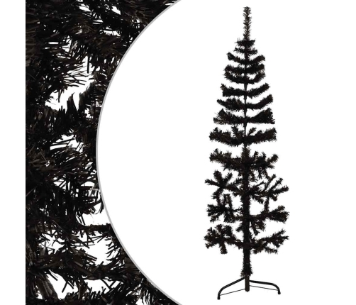 Medio árbol de Navidad artificial con soporte negro 150 cm