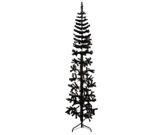 Medio árbol de Navidad artificial con soporte negro 180 cm