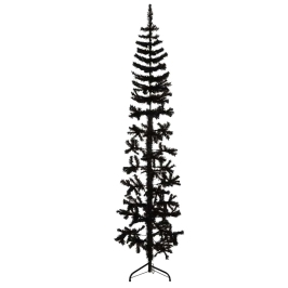 Medio árbol de Navidad artificial con soporte negro 210 cm