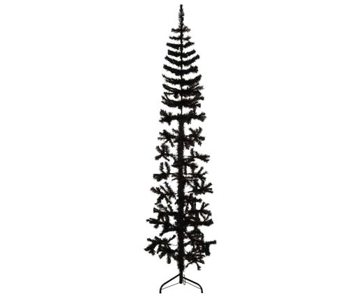 Medio árbol de Navidad artificial con soporte negro 210 cm