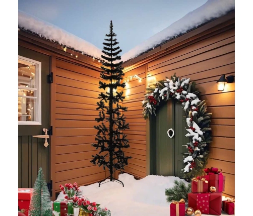 Medio árbol de Navidad artificial con soporte negro 240 cm