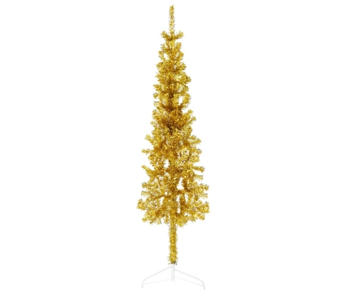 Medio árbol de Navidad artificial con soporte dorado 120 cm