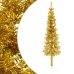 Medio árbol de Navidad artificial con soporte dorado 120 cm