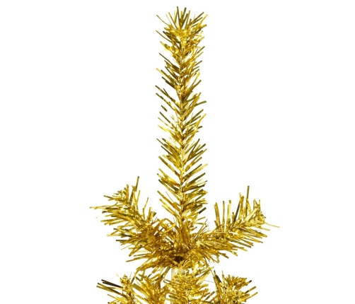 Medio árbol de Navidad artificial con soporte dorado 120 cm