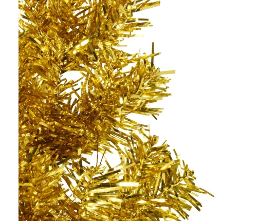 Medio árbol de Navidad artificial con soporte dorado 120 cm