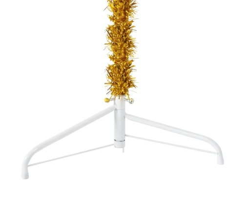 Medio árbol de Navidad artificial con soporte dorado 120 cm