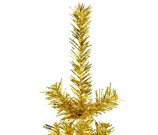 Medio árbol de Navidad artificial con soporte dorado 150 cm