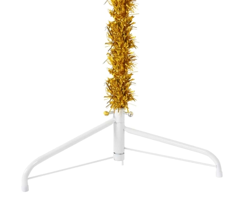 Medio árbol de Navidad artificial con soporte dorado 240 cm