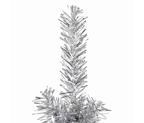 Medio árbol de Navidad artificial con soporte plateado 120 cm