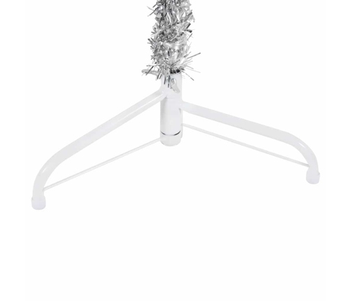 Medio árbol de Navidad artificial con soporte plateado 150 cm