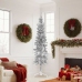 Medio árbol de Navidad artificial con soporte plateado 180 cm